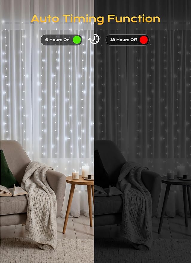Brightown Curtain String Lights, Hanging Fairy Lights - Image 4