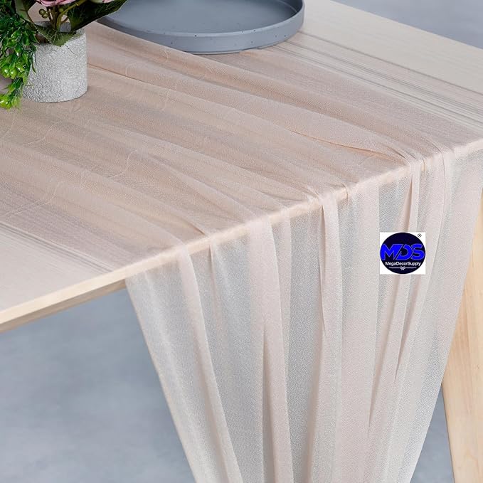 MDS 15 Pack 10ft Chiffon Table Runner 29 x 120 Inches Sheer Wedding Runner - Image 4