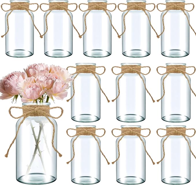 12PCS Transparent Glass Flower Vases by Unknown