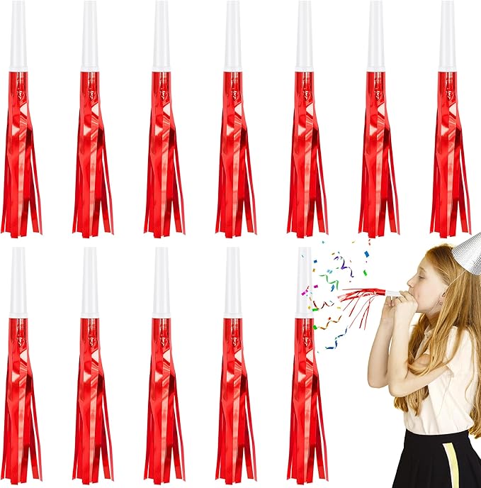 12 Pcs Glitter Noise Makers Metallic Fringed Party Blower by Twavang