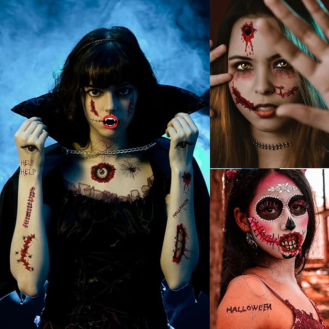 Halloween Horror Makeup Fake Scars Temporary Tattoos - Image 2