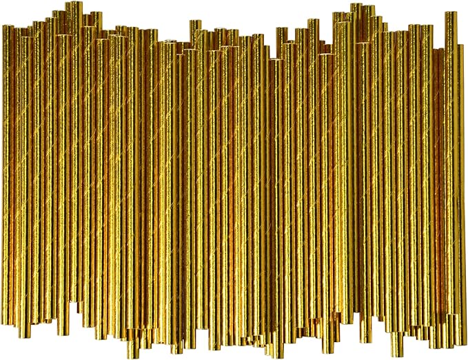 5.75 Inch Disposable Short Gold Paper Straws & Stirrers, Sipping Stir Sticks - Image 6