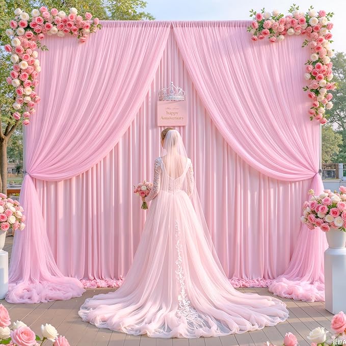 Baby Pink Tulle Backdrop Curtain - Image 3