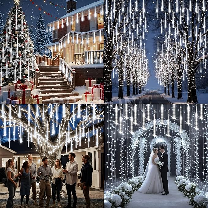 Christmas Lights Outdoor 32 Tubes 768 LEDs Meteor Shower Lights UL Certified - Image 2