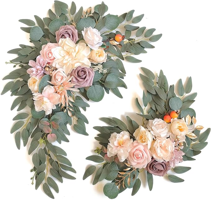 Faux Flower Swag Set of 2 for Wedding Welcome Signs Floral Swag Wedding by Piklado