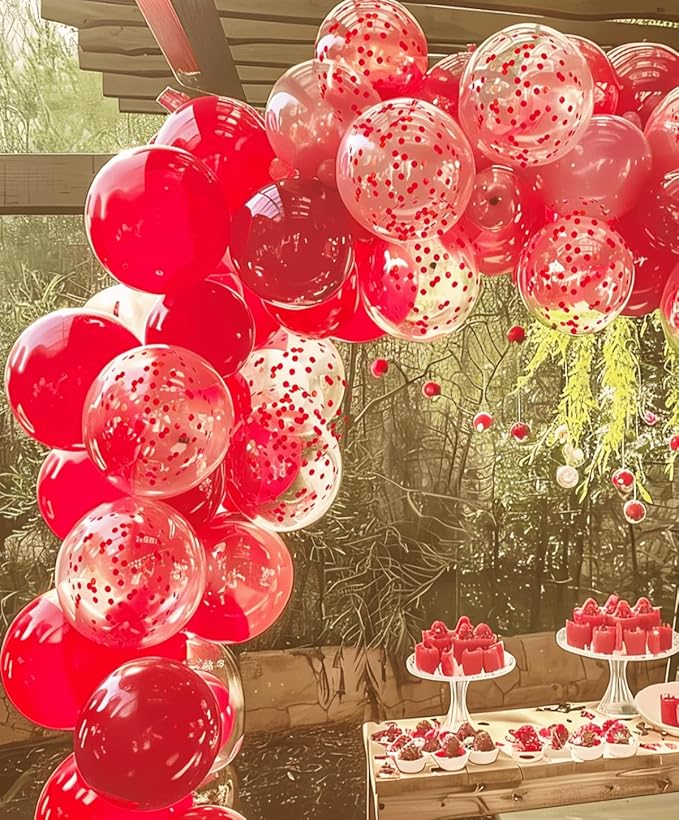 100 Pcs Red Balloons 12 inch and 10 Pcs Red confetti Suitable Balloon Total 110 - Image 4