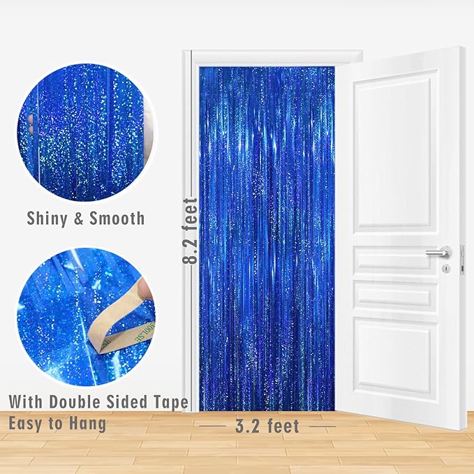 GOER 3.2 ft x 8.2 ft Metallic Tinsel Foil Fringe Curtains Party Photo Backdrop - Image 3