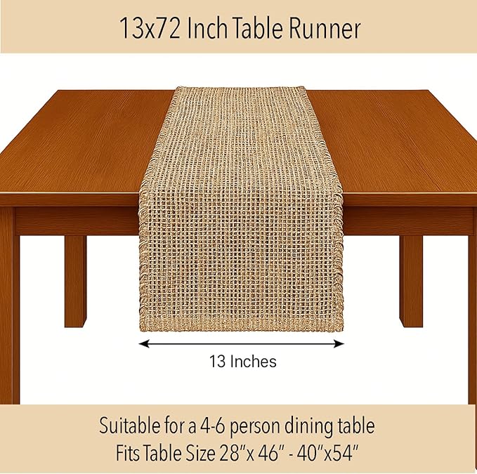 Chardin home Natural Jute Table Runner 13x72 Inch – Vintage Boho Rustic Table - Image 4