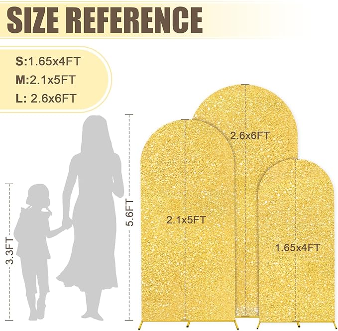 MODFUNS Arch Backdrop Stand and Cover Set 4&5&6ft Gold Sequin Arch Stand Cover - Image 3