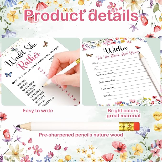 Teling 145 Pieces Bridal Shower Game Bridal Shower Favors Set Wedding Games - Image 5