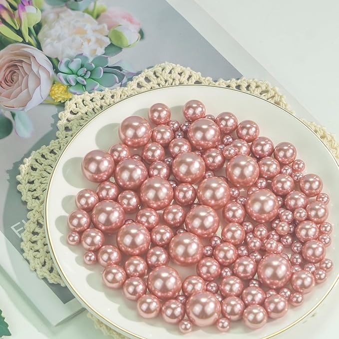 300Pcs Rose Gold Polished No Hole Faux Pearl Beads - Image 6