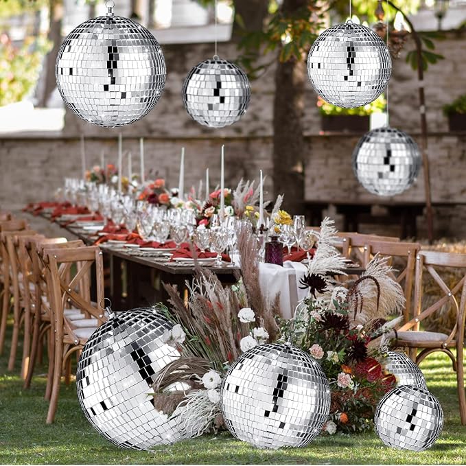 4 pack Large Disco Ball Silver Hanging Disco Balls Reflective Mirror Ball - Image 5