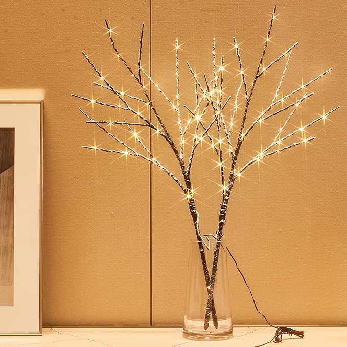 Fudios Lighted Branches Snow Dusted by Fudios