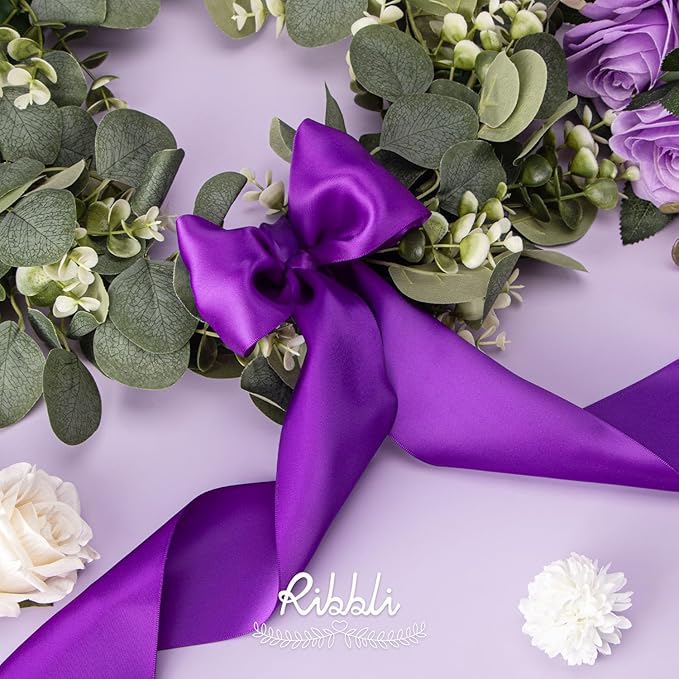 Ribbli Purple Double Faced Satin Ribbon, 3” x Continuous 10 Yards, Use - Image 2