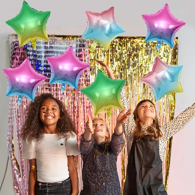 Gradient Color Star Foil Balloons, 18 Inch Rainbow Stars Shape Mylar Helium - Image 3