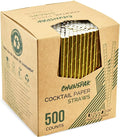 5.75 Inch Disposable Short Gold Paper Straws & Stirrers, Sipping Stir Sticks by chunspak