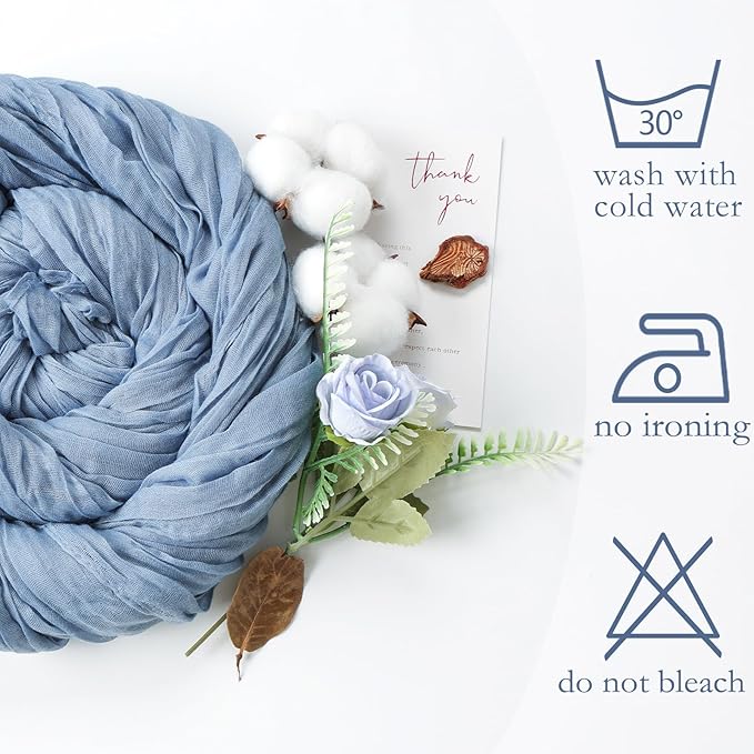 12 Pack Dusty Blue Table Runner 10ft Boho Gauze Fabric Cheesecloth Table Runner - Image 5