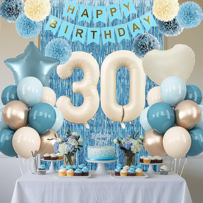 Dusty Blue 30th Birthday Party Decorations - Image 2