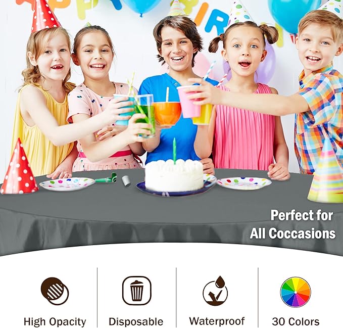 Party Solids 12-Pack Premium Plastic 84-Inch Round Tablecloth - Image 5