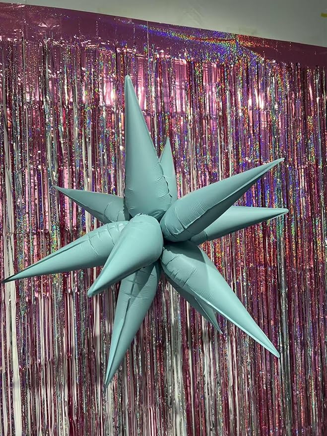 3pcs 26inch 3D matte blue Explosion Star foil balloon, matte blue Foil Cone - Image 3