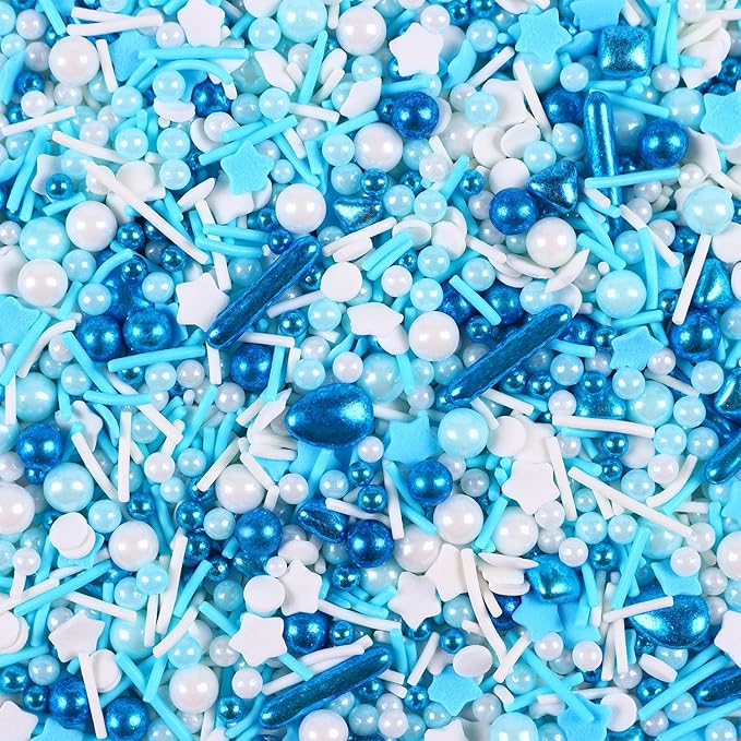 Blue Sprinkles for Cake Decorating, Galaxy Blue Sprinkles Mix, Metallic - Image 4