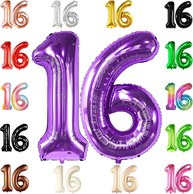 KatchOn, 40 Inch | Mylar 16 Balloon Numbers Purple by KatchOn