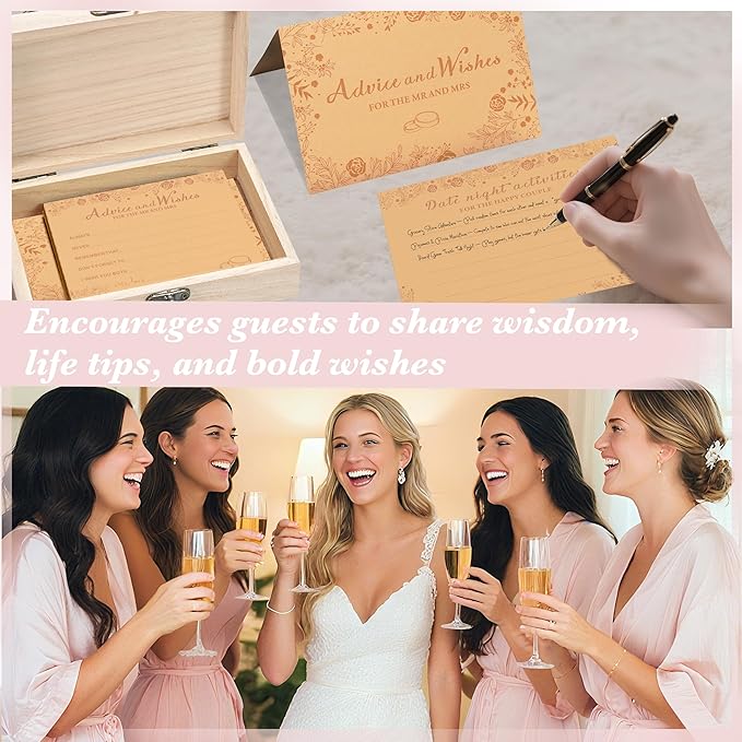 Advice And Wishes For The Mr And Mrs, Wedding Advice Cards For Bridal Shower - Image 3