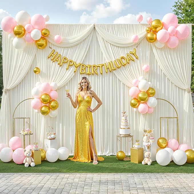40ft x 12ft Ivory Backdrop Curtains Wrinkle Free Backdrop Curtain - Image 4