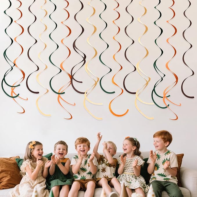 36 Pcs Green Brown Orange Beige Hanging Swirl Decorations Felt Swirl Streamer - Image 5