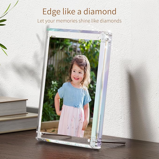 NIUBEE Picture Frames 4x6 Acrylic, Diamond Edge Design, Magnetic Family Thick - Image 5