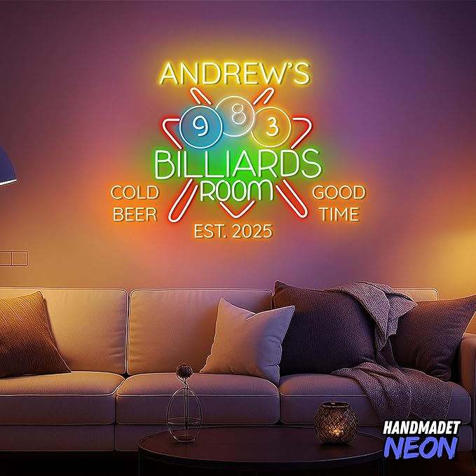 Personalized Billiards Neon Sign, Custom Billiard Decor Led Light, Decorative - Image 3