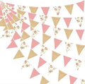 32Ft Flora Party Decorations Blush Rose Pink Burlap Flora Triangle Flag Fabric by pinkblume
