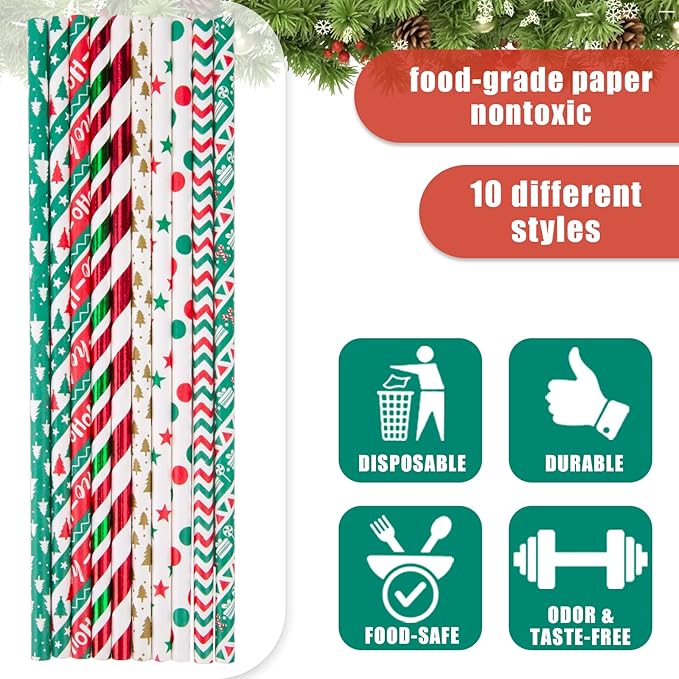 HANSGO Christmas Paper Straws - Image 3