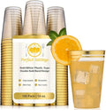 Perfect Settings 100 Premium 14oz Hard Plastic Cups Clear Glitter Gold Plastic by PerfectSettings