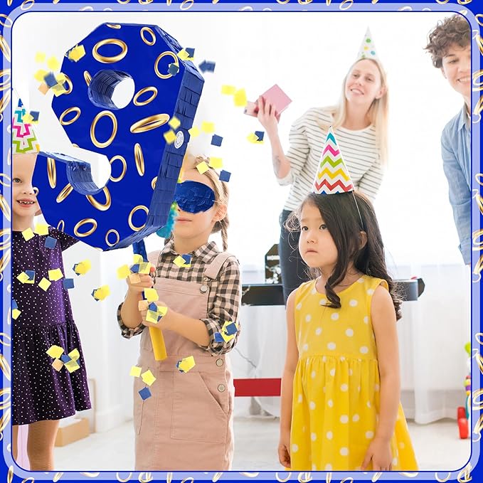 Number 9 Blue and Golden Rings Piñata - Image 6