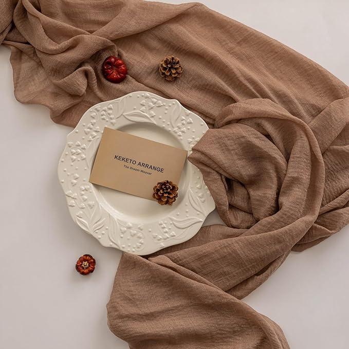 Cheesecloth Table Runner Nude Gauze Rustic Boho Coffee Cheese Cloth 120 Inch 10 - Image 2