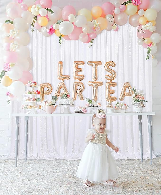 Sequin Backdrop Curtains 10ft x 10ft White Background Drapes Wedding Giltter - Image 3