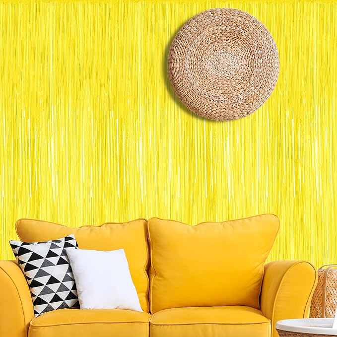 2 Pack Backdrop Curtains, 3.28 FT x 7.05 FT Yellow Color Tinsel Backdrop - Image 7