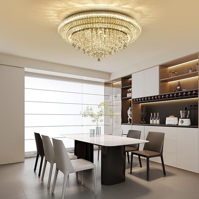 40 inch Crystal Gold Ceiling-Light Flush Mount - Image 7
