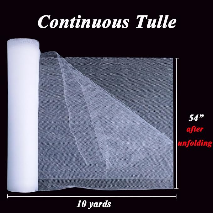 White Tulle Fabric 54 inch x 10 Yards Draping Mesh Tulle Bolt - Image 2