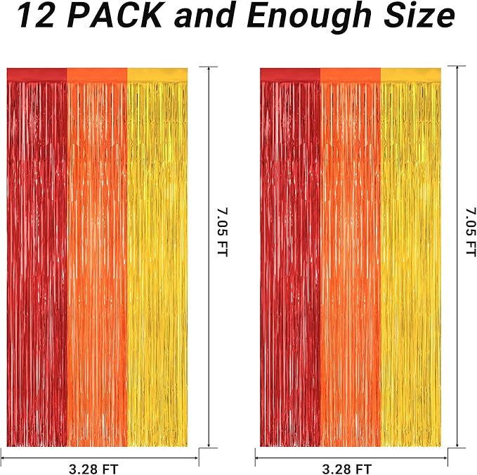 2 Pack Thanksgiving Backdrop, 3.28 FT x 7.05 FT Red Orange Gold Party Streamer - Image 2