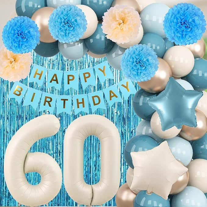 Dusty Blue 60th Birthday Party Decorations - Image 5