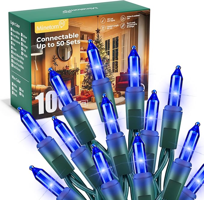 Minetom LED Blue Christmas String Lights, Christmas Decorations Indoor by Minetom