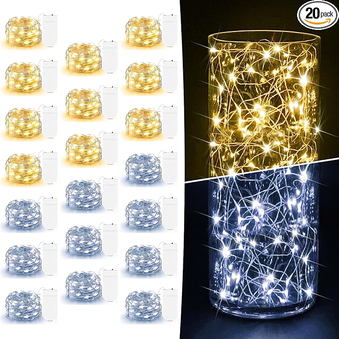 20 Pack Fairy Lights Battery Operated 7ft 20 LED Mini Fairy String Lights by AOZOPE
