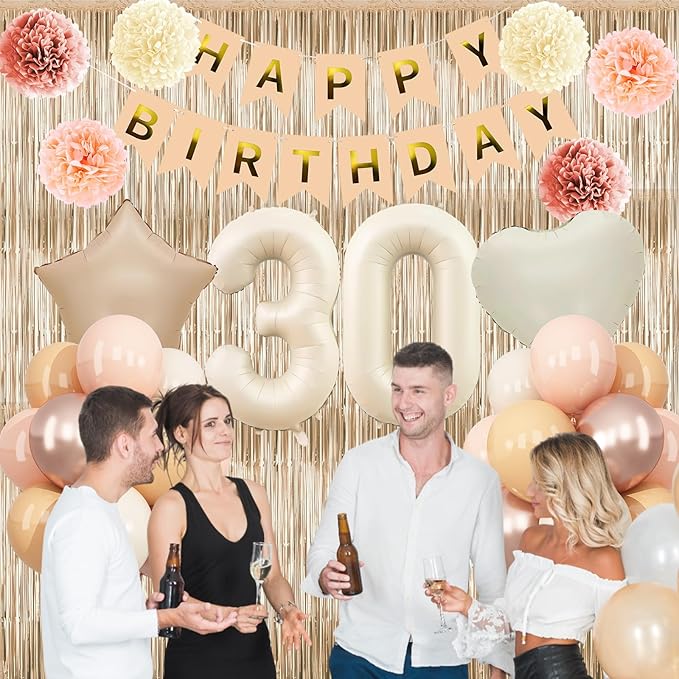 Beige 30th Birthday Decorations - Image 5
