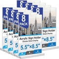 Acrylic Sign Holder 5.5x8.5 Inches 8 Pack, Double Sided Vertical Clear Display by Unknown