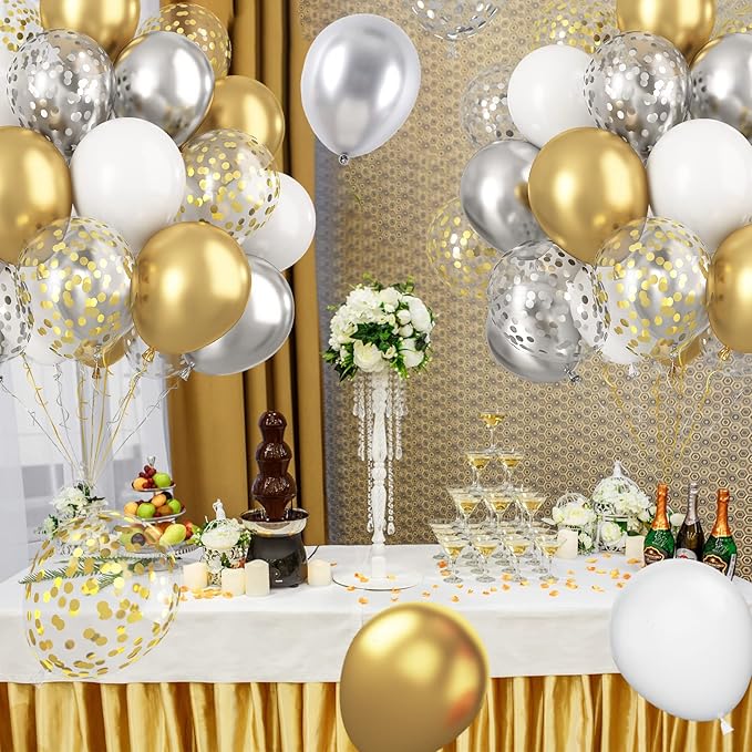 Paready Gold and Silver Latex Balloons - Image 8