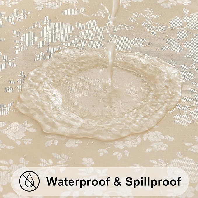 Smiry Round Table Cloth, Waterproof Heavy Duty Vinyl Tablecloths, Wipeable - Image 2