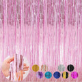 4 Pack Pink Foil Fringe Curtains Door Streamers Party Decorations 3.3 x 8.2 ft by Profasion