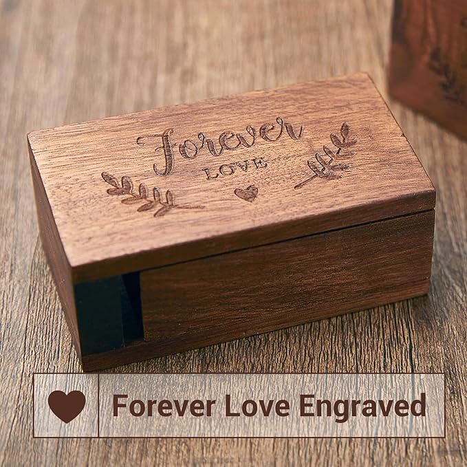 AW BRIDAL Ring Bearer Box Wedding Ring Box Walnut Wood Ring Organizer - Image 5